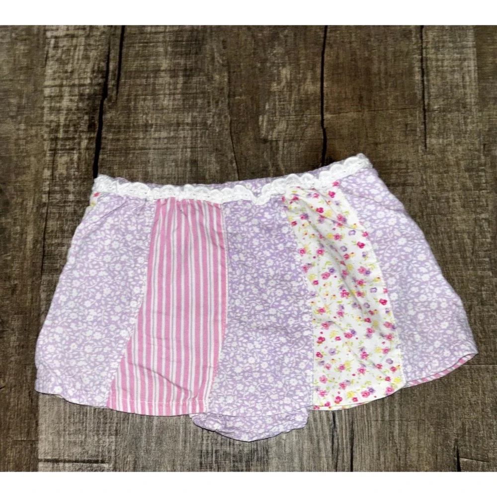 Faded‎ Glory Baby Girls Floral Patchwork Skort Pink Purple Stripe Lace 3-6M